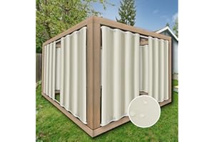 ZJXSNEH 1PC Garden Patio Occhiello Anello Top Tende Sun Blocking Impermeabile Isolamento Termico Tenda Oscuranti Estiva Esterna Beige (Larghezza x Alto) L320 x A200cm x 1PC