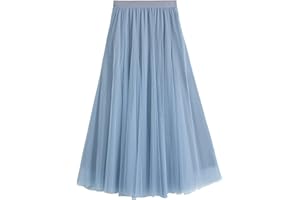 iyoimono Damen Tüllrock Falten Rock Höhe Taille A Line Mesh Freizeit Fashion Skirt Spitze Rock Midi Plisseerock Lässig Frühlingsrock