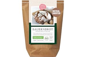 Bio Brotbackmischung Bauernbrot – Sauerteigbrot mit Roggenmehl & Dinkel – für Brotbackautomat & Ofen – frisches Brot backen – Bake with Love – 1 Pack
