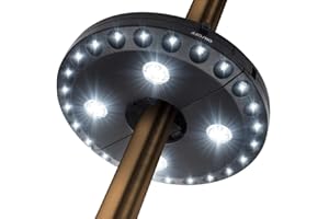 OYOCO Lampes pour Parasol Patio Parapluie Light 3 Mode de luminosité 28 lumières LED à 220 Lux- 4 x AA à piles, Parapluie bâton léger pour parapluies de terrasse, le camping, tentes ou à l'extérieur