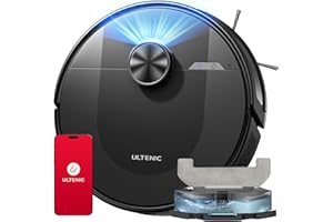 Ultenic Aspirateur Robot, Robot Aspirateur Laveur, 6000Pa&Longue Durée - Robot Aspirateur Connecté Alexa/APP/IFTTT - Ultra Mince Silencieux