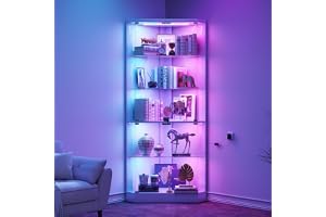 Glasmonter med RGB-belysning, Lämplig för samlarföremål,Vit | Glasvitrinskåp med LED-belysning för samlarvitrinskåp och varda