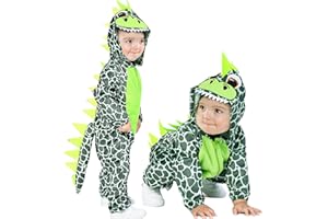 IKALI Baby Dinosaur Costume, Kids Hooded Dragon Romper Jumpsuit, Animal Onesie Pajamas (13-18M) Green
