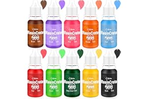 ‎JDICTION JDiction ResinCrete-Pigment, 10 Farben, hochkonzentrierter ResinCrete-Farbstoff für die DIY-Schmuckherstellung, lebendige Farben, Premium-Qualität, einfach zu verwenden – je 10 ml