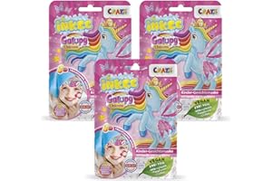INKEE Pack de 3 Mascarillas Faciales Para Niños Galupy Unicorn Con Diseño De Unicornio (Hay 6 Diseños Diferentes) Con Camomila Y Caléndula, 3 Unidades