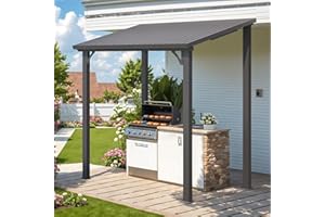 UNIONLINE 1.5x2.5m Gazebo, Hardtop Wall Mounted Lean to Gazebo Pergola for Patio, BBQ Shelter & Carport (8'x5')