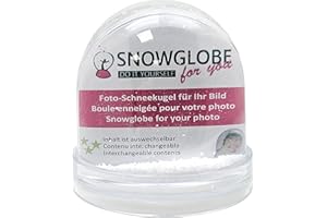 SNOWGLOBE FOR YOU - DO IT YOURSELF Snowglobe for You - 50000 Photo Snow Globe Large with Image and Transparent Base - Contents: Snow - 9 cm.