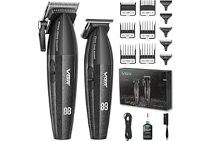 VGR 640 Professionelle Haarschneider für Männer, Kabellose Barber Clipper und Trimmer Set, Zero Gap T-Klinge Haarschneidekit, DLC-beschichtete Keramikklinge, Premium Barber Kit mit LED-Anzeige