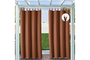 Clothink Outdoor Vorhang Klettverschluss 132x215cm Braun Anti-Verblassen Winterschutz Windschutz Sonnenschutz Sichtschutz Wetterfest,Senkrechtmarkise Vertikalmarkise Terrasse Balkon Pergola