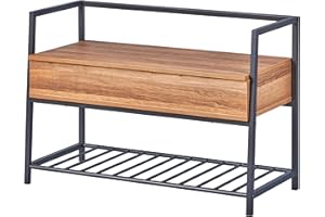 Inter Link - Banco zapatero - Banco con asiento - Banco con espacio de almacenamiento - Zapatero - Gris/Marrón - Shoeplace