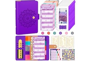 ‎AOCII Aocii Budget Planner Deutsch Budget Binder A6 - Budgetplaner Finanzplaner, Haushaltsbuch mit Geldfächer, Budget Planner Deutsche Beschriftung, Cash Stuffing Deutsch, Geld organizer (Violett)