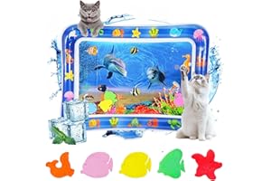Niaetuto Tapis Eau Chat,Tapis Sensoriel Chat,Tapis Deau pour Chats,Tapis Jeu de Refroidissement Gonflable pour Chats Et Chien,Bebe (Xin-1)