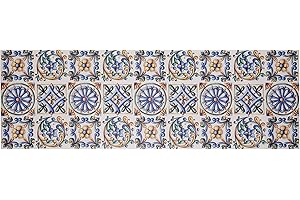 BARONI HOME Baroni Tappeto Passatoia in Vinile da Cucina 60x180 Cm Decoro Maioliche Colorato in PVC Antiscivolo Lavabile