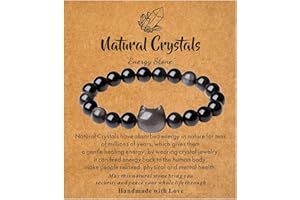 XIANNVXI Cat Crystal Bracelet,Cat Gifts for Women for Her,Ladies Bracelet,8mm Beaded Bracelet Elasticated,Womens Bracelet Jewellery,Cute Cat Gifts for Christmas Good Luck Gifts