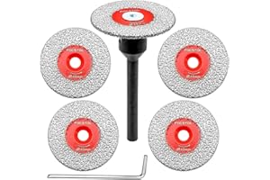 FOCSTOL Disco Diamante Corte para Porcelanico - 5 piezas 40mm Disco Cortar Azulejos y 1 pieza 6mm Mango Redondo para Mármol Granito Piedra Artificial Porcelanico Azulejo Cerámica