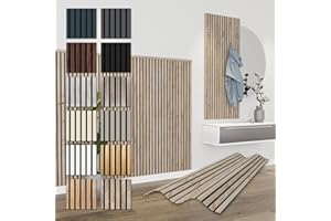 HEXIM Panneaux Acoustiques 138,5x60cm - Paroi à Lamelles Flexible Bois MDF Panneaux Muraux Revêtement à Lamelles Revêtement Mural (8 panneaux / 6,64 m² Sonoma Oak - APH06)