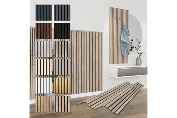 HEXIM Paneles Acústicos 138,5x60cm - Pared de Lamas Flexible Madera MDF Paneles de Pared Revestimiento de Lamas Revestimiento Mural (4 paneles / 3,32 m² Sonoma Oak - APH06)