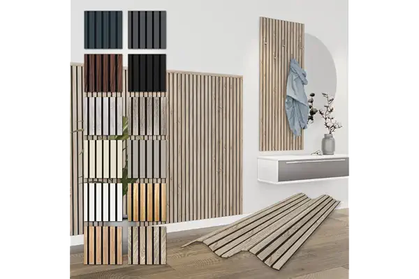 HEXIM Paneles Acústicos 138,5x60cm - Pared de Lamas Flexible Madera MDF Paneles de Pared Revestimiento de Lamas Revestimiento Mural (4 paneles / 3,32 m² Sonoma Oak - APH06)