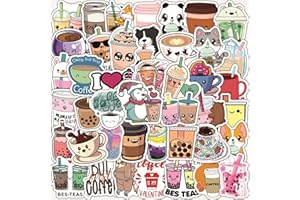 OCDSLYGB 100 PCS Bubble Tea Autocollants Boba Autocollants Kawaii Bubble Tea en Vinyle pour Bouteilles Portable,Skateboard pour Filles Adolescentes Adultes