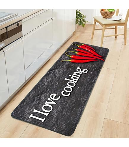 Alishomtll Rutschfester Läufer Teppich 60x150cm - Waschbar, Saugfähig & Schmutzabweisend Für Küche Und Flur