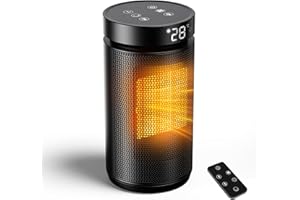 MACCHIATTO Chauffage d Appoint électrique avec 3 Modes Chauffants, Portable Radiateurs à Soufflerie Température réglable, Protection Auto Off Chute et Contre Surchauffe, Minuterie 1-24H，Rotatable Angle