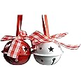Khevga Weihnachtsglöckchen 12er Set - Rote & Weiße Metallglöckchen Für Baum & Deko