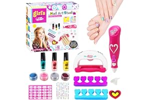 lelechong Girls Nail Art Set Kid Nail Polish Kit Nail Salon Toys for Kids - Best Girls Kids Gifts