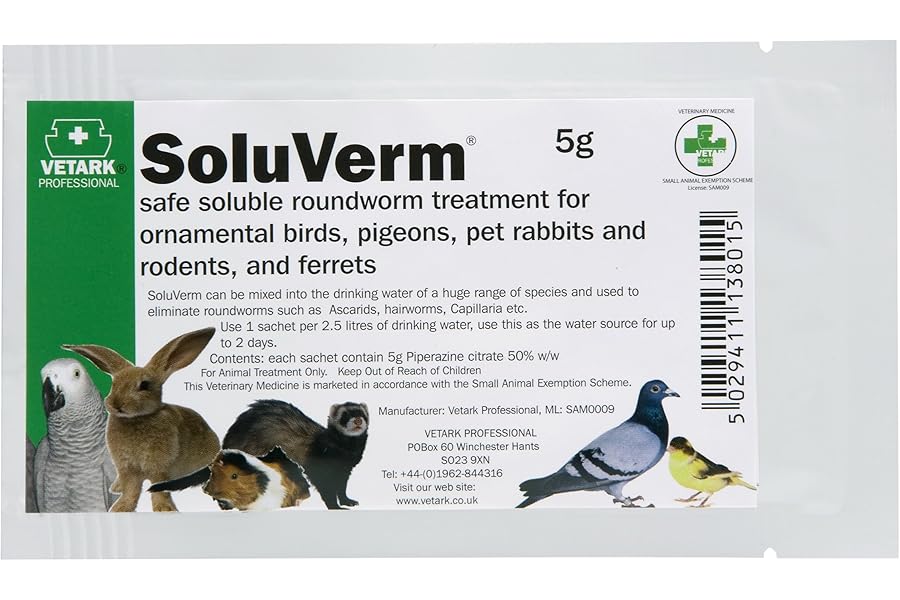 Vetark Soluverm Sachet, soluble roundworm treatment, 5 g