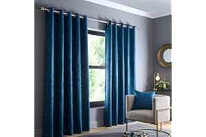 Fusion - Rideaux Bleu Sarcelle 168 x 229 cm - 2 Panneaux à Œillets - Thermiques pour Chambre/Salon - Tentures de Porte