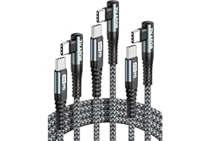 ZKAPOR Câble USB C vers USB C [Lot de 3, 0.3M+2M+2M] 60W, Charge Rapide Câble 90 Degrés USB Type C pour iPhone 15Pro Max, Samsung Galaxy S23, Pad Pro, Air, Huawei P40, Pixel