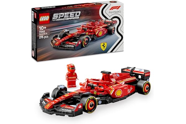 LEGO Speed Champions Coche de Carreras Ferrari SF-24 F1 de Juguete, Maqueta de Vehículo Rojo de Fórmula 1 y Minifigura de Piloto para Coleccionar, Regalo para Niños y Niñas de 10 Años o Más 77242