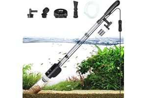 AQQA 6 in 1 Elettrico Detergente per Ghiaia dell'acquario, Acquario per Ghiaia con Filtro in Spugna,Pulitore per Ghiaia Acquario Elettrico