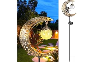 JOKAPY Lampe solaire lune pour extérieur, décoration de jardin et terrasse étanche, avec piquet de terre