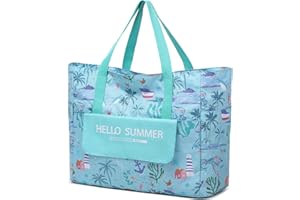 Myhozee Bolsa de Playa Mujer Bolsa Playa Grande XXL Familiar con Cremallera,Shopper Bolsa de Hombro Bolsos Totoes verano, Impermeable Para Piscina Picnic