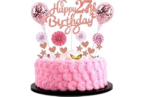 CNROSE Decorazione torta 27 decorazione torta topper 27 decorazione torta 27 compleanno donna buon compleanno 27 decorazione torta 27 anni donna decorazione torta 27. compleanno donna rosa decorazione torta