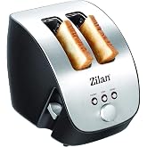 Zilan, Paslanmaz &ccedil;elik ekmek kızartma makinesi, 1000 W, ekmek kızartma makinesi i&ccedil;in 2 b&uuml;y&uuml;k g&ouml;zl&uuml;, buz &ccedil;&ouml;zme, ısıtma ve silm