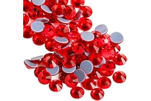 ‎BEADSLAND Beadsland 2880 Stück Helles Rot Hotfix Strasssteine, Hitzefix Strasssteine zum Basteln, Hotfix Kristall Runde Edelsteine, Helles Rot (SS10/2.7-2.9mm)