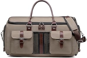 Suit Carrier Garment Duffle Bag，Vessgra Travel Garment Bags Suit Bags for Men Women, Carry on Garment Bag for Travel with Shoes Compartment,2 in 1 Convertible Suitcase Travel Bags (Khaki)