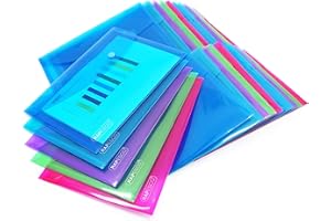 Rapesco 1498 Pochette à Bouton Pression, A5, Couleurs Transparentes Assorties, Lot de 25