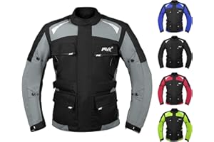 HMM Motorcycle Jacket for Men Textile Motorbike CE Armoured Cordura Waterproof Jackets All-Weather (Small, Grey)