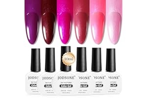JODSONE 10ml semipermanente unghie glitterato 6 colori di smalto gel rosso rosa glitterato smalto rosso porpora lacca lucida arte per unghie e salone bisogno di lampada U V