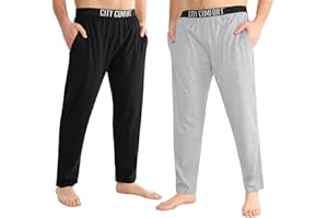 CityComfort Mens Pyjama Bottoms - Jersey Lounge Pants with Pockets, Pack of 2