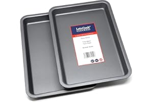 31cm Tray Bake Deep Oven Tray Twin Pack, British Made with Teflon Non Stick by Lets Cook Cookware