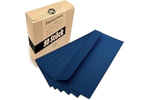 ‎JAPUN Japun – Briefumschläge (50 Stück) aus Papier, Kuvert, Umschlag ohne Fenster - DIN lang - 220 x 110 mm - blau