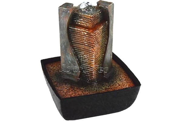 Agora-Tec® « AFIYA » Fontaine d’intérieur avec éclairage LED dans le jet d’eau écoulement de l’eau très agréable et silencieux 21 cm de haut
