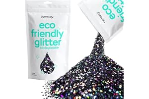 Hemway Eco Friendly Biodégradable Glitter 100 g / 3,5 oz cosmétique Bio Safe Étincelle végétalien pour le visage, fard à paupières, Craft - 1/24" 0,04" 1mm - Noir Holographic