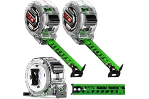 BAFEIL 2 Pack 10M Fluorescent Steel Tape Measure - Retractable Stainless Steel Measuring Tape, Self-Lock Precision 10 Metre Tape Measure, Double-Sided Graduated, 25mm Width, Waterproof Metric Ruler