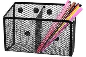 BJBJJIU Magnetyczny uchwyt na długopisy do lodówki, magnetyczny uchwyt na ołówki, metalowy kosz do przechowywania, organizer do tablicy, lodówki, szafki, domu, biura, akcesoria (1 2-komorowy magnetyczny