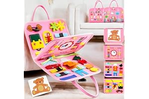 JIAMIAN Montessori Planche d'Activités Sensorielles, Feuille d'Étude De Feutre, Jouet De Puzzle Multi Page pour Les Enfants, Panneau d'Étude Éducatifde Motricité Fine Préscolaire