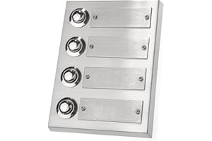 HUBER dzwonek przycisk dzwonka 12014, 4-krotny natynkowy, prostokątny, z prawdziwego metalu, z tabliczką na nazwisko ze stali szlachetnej